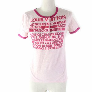 美品★LOUIS VUITTON ルイヴィトン ロゴデザイン ロゴボタン付 半袖Ｔシャツ/トップス ピンク S イタリア製 正規品 レディース