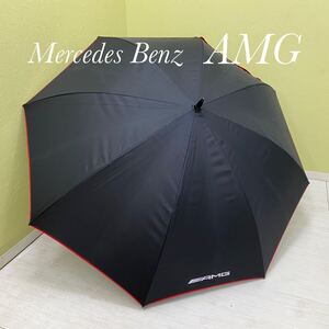 SU■① Mercedes Benz AMG メルセデスベンツ 傘 カバー付き 黒 ブラック 赤 レッド 大型 ゴルフ傘 長傘 パラソル ジャンプ傘 中古品