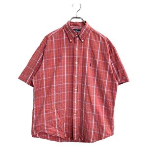 Ralph Lauren 半袖 チェックシャツ Mサイズ ラルフローレン 赤系 コットン 古着卸 アメリカ仕入 t2410-3117