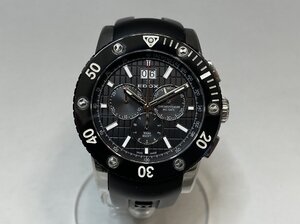 極美品 EDOX エドックス クラス1 クロノオフショア クロノグラフ ビッグデイト クオーツ腕時計 10014-1 ブラック文字盤 メンズ 質セブン