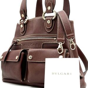 《極美品》BVLGARI ブルガリ マキシレッタレ レザー 2WAYハンドバッグ ショルダーバッグ ブラウン 斜め掛け ビーゼロワン