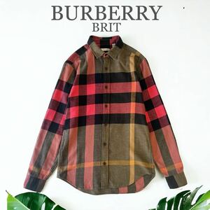 美品 BURBERRY BRIT チェック柄 ネルシャツ 長袖 シャツ バーバリー ブリット 海外流通版 総柄 タイ製 カジュアル コットン