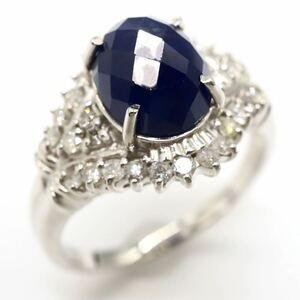 ソーティング付き!!▼K18 天然サファイア/天然ダイヤモンドリング▼N 約4.3g 約12号 sapphire diamond jewelry ring 指輪 EE8/EFS355