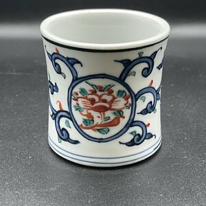 美品 龍之山？ 蓋置 茶道具 煎茶 染付？ 色絵 詳細不明 骨董品 (TD7