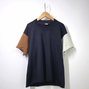 コムコム コムデギャルソン 半袖ニットカットソー S ネイビー 紺 切替 COMME des GARCONS