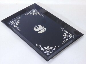 ★天平【螺鈿入り角盆】鳳凰の絵柄　木製漆器　サイズ：30.5×19.7×高さ1.9cm　正倉院模様　茶道具 茶器