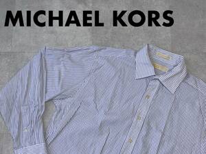 ☆送料無料☆ MICHAEL KORS マイケルコース USA直輸入 古着 長袖 ストライプ シャツ メンズ 161/2 ネイビー トップス 中古 即決