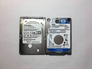 中古パーツ 2.5 インチ SATA 内蔵ハードディスク 厚さ7mm 500GB HDD 5400RPM 2台セット売り 正常品 500(5400)-17