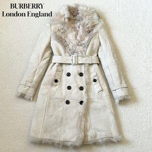 1円～最高級 BURBERRY London England バーバリー ロンドン イングランド ムートンコート トレンチコート ホワイトベージュ 