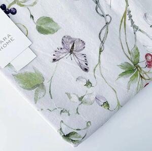 新品 ZARA HOME ザラホーム センター フラワー プリント コットン テーブルクロス フローラル ボタニカル エクリュ マルチカバー