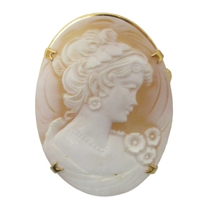 カメオ cameo ブローチ ピンバッジ アクセサリー 女神 ゴールド金具 金色 茶色 ゴールド色 ブラウン 0119 ■WY レディース