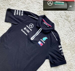 【美品★】Мサイズ AMG/PETRONAS 半袖ジップポロシャツ/黒◆ベンツ☆ペトロナス (5)