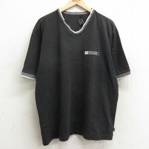 XL/古着 ナイキ NIKE 半袖 ビンテージ Tシャツ メンズ 00s ワンポイントロゴ コットン Vネック 黒他 ブラック 24jun28 中古