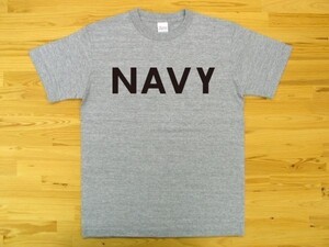 NAVY 杢グレー 5.6oz 半袖Tシャツ 黒 M ミリタリー ロゴ ネイビー 海軍