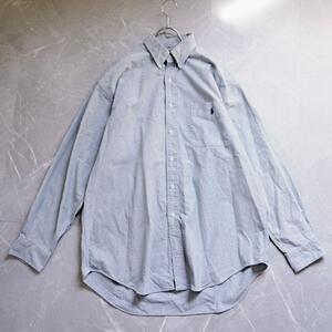 RALPH LAUREN BIG SHIRT ビッグポロ　長袖シャツ　90s　ラルフローレン　Mサイズ　ライトグリーン　古着　BDシャツ