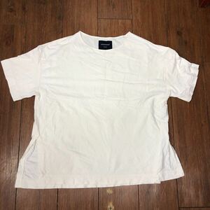 yanuk ヤヌーク サイドスリット ワイドTシャツ 白 S レディース オーバーサイズTシャツ a1