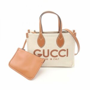 グッチ プリント ミニ トートバッグ ブランドオフ GUCCI キャンバス トートバッグ キャンバス//レザー レディース