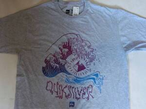 USA購入 サーフ系【QUIKSILVER】BIGWAVE プリントTシャツUS L 灰