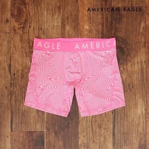 AMERICAN EAGLE/Sサイズ/ボクサーパンツ 0236-3262 抗菌 臭い防止 モアレ柄 ストレッチ◎ 快適 モダン ユニーク 新品/ピンク/ih198/