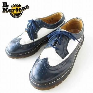 英国製 Dr.Martens ドクターマーチン ウィングチップ 紺白系 レディース23.5cm シューズ MADE IN ENGLAND 靴 d143-32-0157XV