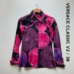 VERSACE CLASSIC V2 ヴェルサーチ☆シルク総柄ブラウス 38