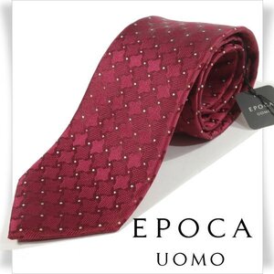 新品1円～★定価1.4万 エポカ ウォモ EPOCA UOMO 日本製 シルク絹100% ネクタイ 織柄 ボルドー 正規店本物 ◆9294◆