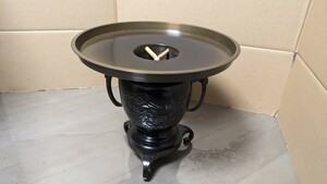 薄端 青銅器 長谷川正門 唐銅 花入 花器 茶道具 華道具 山水画 箱入り 山形 伝統工芸 51