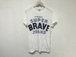 本物ディーゼルDIESELコットンプリント半袖TシャツメンズS白ホワイト