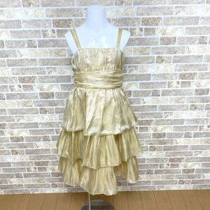 子供ドレス Dress de Raffinee ワンピース 1４0 ゴールド光沢 カラードレス 発表会 イベント　中古０００９５