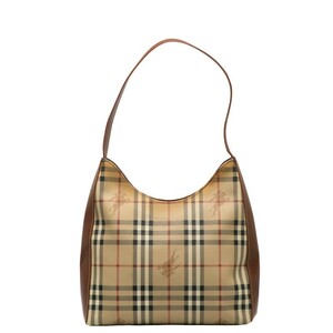 バーバリー ノバチェック シャドーホース ワンショルダーバッグ ベージュ ブラウン PVC レザー レディース BURBERRY 【中古】