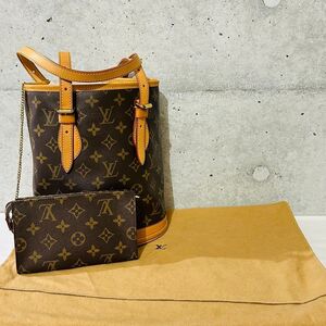 re2*3007【80】//LOUISVUITTON★極美品　プチバケット　トートバッグ　ポーチ付き　モノグラム　ルイヴィトン　保存袋付き　美品　