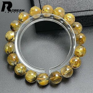 綺麗 EU製 定価13万円★ROBEAN・太陽花タイチンルチル★黄金針水晶 金運 開運 ゴールド ブレスレット パワーストーン 10.9-11.2mm C6201009