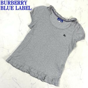 バーバリーブルーレーベル 半袖フリルTシャツグレーBURBERRY BLUE LABEL カジュアル ワンポイント 38 C730