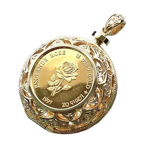 イギリス 1/20oz ダイアナ妃追悼 記念金貨 イングランドローズ 1997年 K18/24 純金 10.7g コイン ダイヤモンド ペンダントトップ 