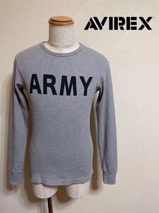 AVIREX U.S.A アヴィレックス ミリタリー ARMY サーマル Tシャツ クルーネック トップス サイズM 長袖 グレー