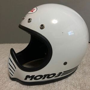 BELL moto3 ホワイト　Sサイズ　ビンテージ Sシェル　80年代　バイザー付き