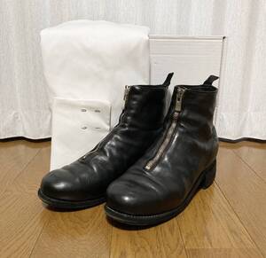 [GUIDI] 定価261,800 PL1 HORSE FULL GRAIN フロントシップ ホースハイド レザーブーツ 42 馬革 ブラック グイディ