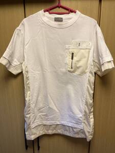 正規 21AW DIOR ディオール KIM JONES キムジョーンズ sacai サカイ サイド スナップボタン クルーネック Tシャツ 白 XS 213J669A0554