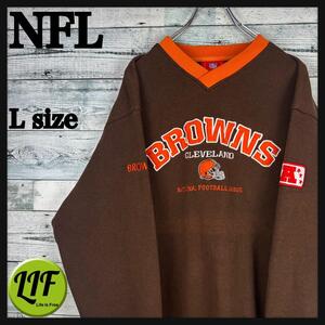 NFL 刺繍チームロゴ ブラウンズ スウェット ブラウン L