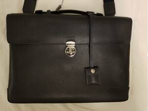 LOTUFF LO-1410 ( S. Korean brand) Dark Navy Slim Leather Briefcase 