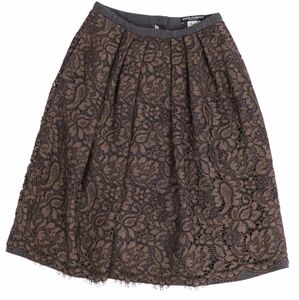 美品 ドルチェ&ガッバーナ DOLCE&GABBANA スカート 総レース コットン ボトムス レディース イタリア製 36 ブラウン cg10ot-rm05e25845