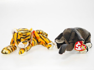 Tyぬいぐるみ 　Ty Beanie Babies 　レアもの トラ、ゾウ コレクター ケースで保管