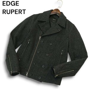 EDGE RUPERT ルパート 秋冬 メルトン ウール★ ジップ ライダース Pコート Sz.M メンズ グレー　A4T13952_C#N