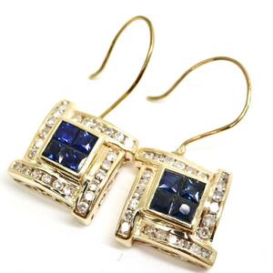 ソーティング付き!!◆K10 天然サファイア/天然ダイヤモンドピアス◆U 約5.3g sapphire diamond jewelry ジュエリー EB6/EB6