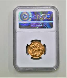 ①未開封品☆NGC MS63 1911S ジョージ5世 1SOV ソブリン金貨 1ソブリン K22 7.99g オーストラリア 外国金貨 コイン お金 外貨 送料無料