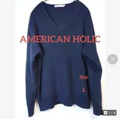 AMERICAN HOLIC ネイビー　ニット　SizeL