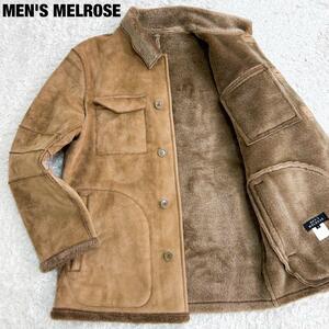 美品!希少XL!メンズメルローズ MENS MELROSE ムートン コート ジャケット 肉厚 ボア ファー 極暖 秋冬 アウター メンズ キャメル 茶系 4