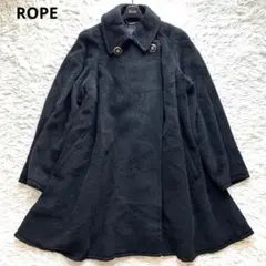 [美品]ROPE フレアロングコート アルパカ混 Aライン ブラック