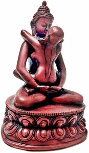 チベット仏教 ヤブユム歓喜仏 仏陀 タントラ 彫像 彫刻 ブラウン 高さ 約15ｃｍ/ 大樂 曼荼羅（輸入品)