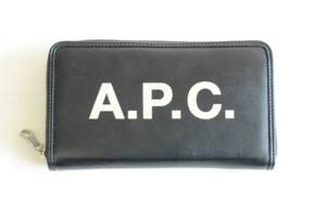 美used APC アーペーセー レザーウォレット 財布 黒 ロゴ